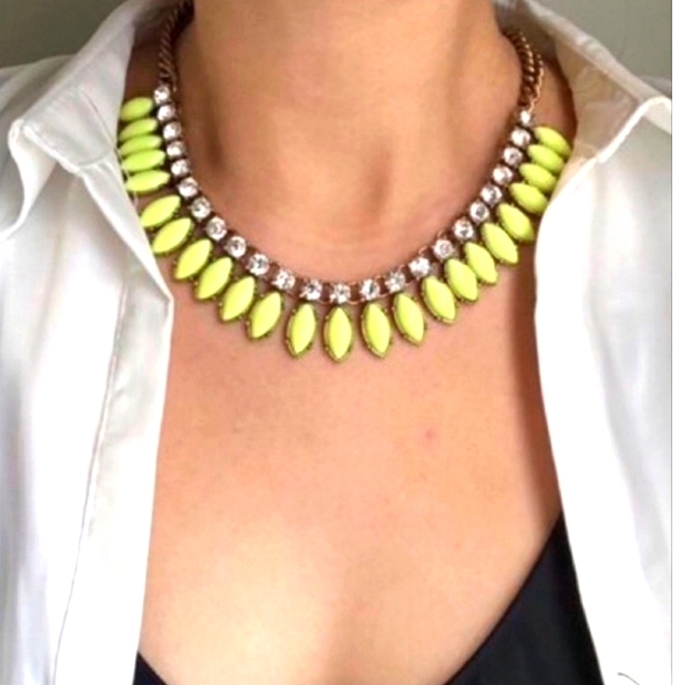 J. Crew Neon Yellow and Silver Necklace